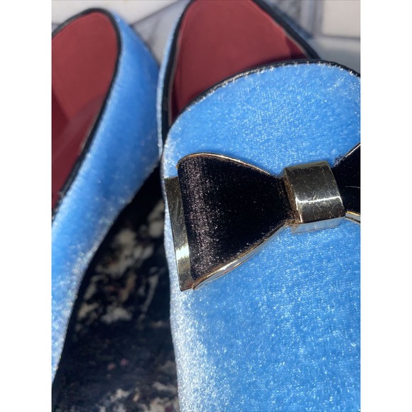 ENZO‎ Romeo Mens Vintage Bow Tie Velvet Dress Loafers, Powder Blue, sz 8.5